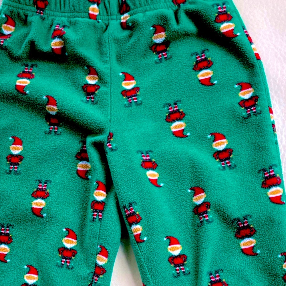 💥5/$20💥6 Christmas Santa's Elves Fleece Pajama Pants, Red & Green, Red Cuffs